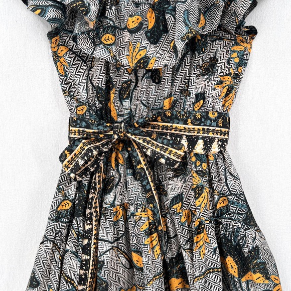 ULLA JOHNSON Amira Midi Dress Womens 6 White Green Portofino Printed Cotton - Picture 11 of 16